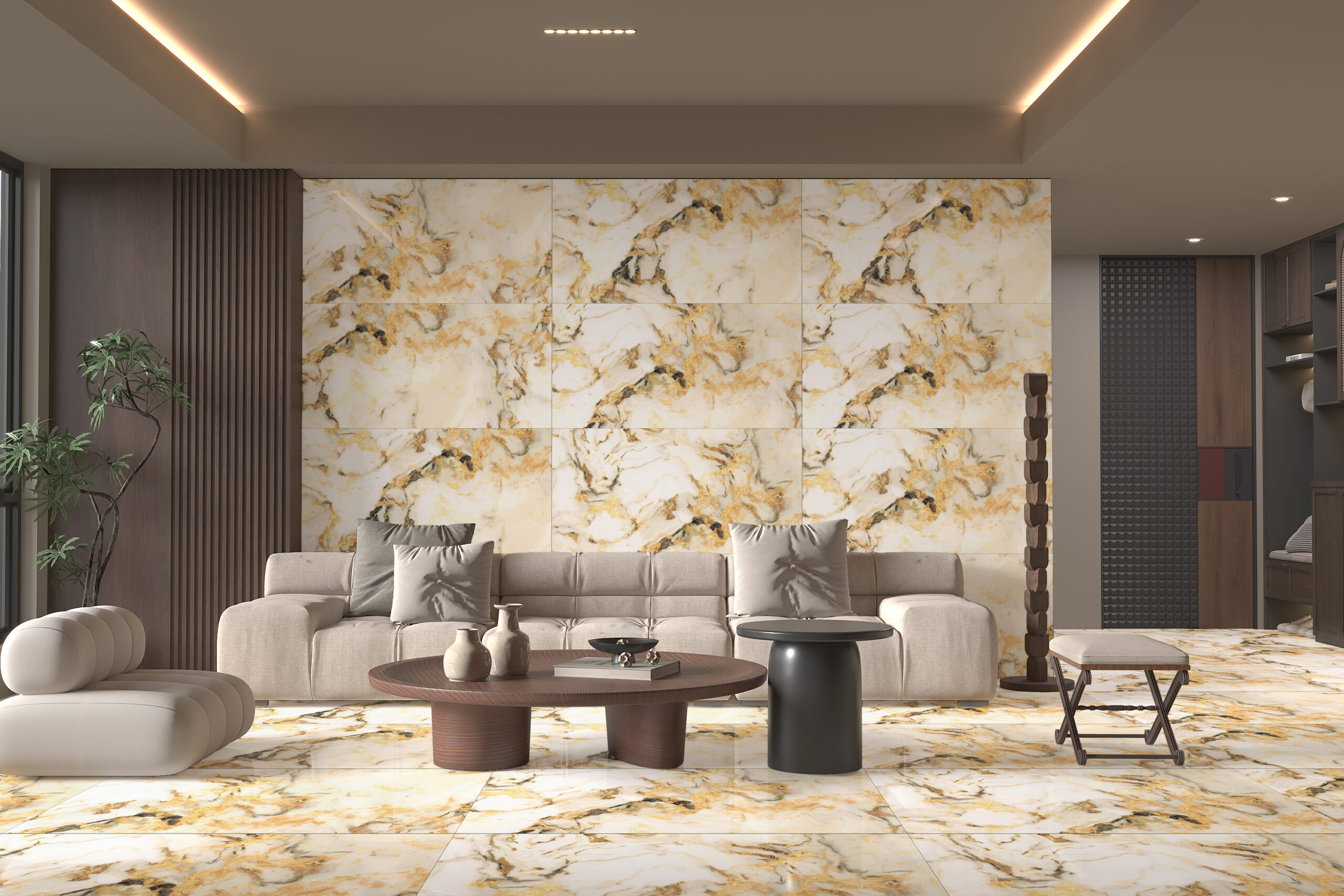 Sky Gold Tiles 600x1200mm Polished Porcelain Wall & Floor Tile - Image 3
