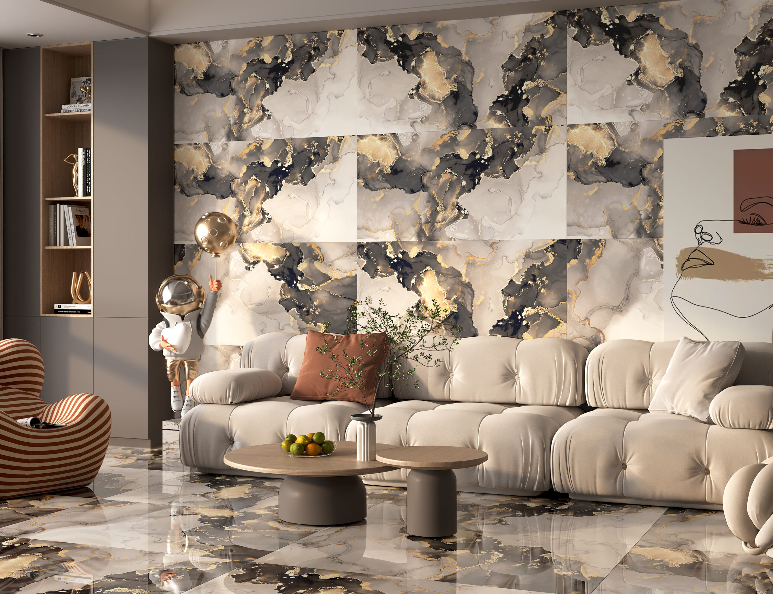 Alpine Gold 600x1200mm Polished Porcelain Wall & Floor Tile - Image 3