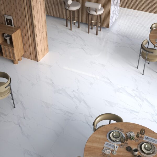 Carrara White Gloss Tiles 600x1200mm Polished Porcelain Wall & Floor Tile