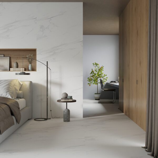 Carrara White Matt Tiles 600x1200mm Matt Porcelain Wall & Floor Tile