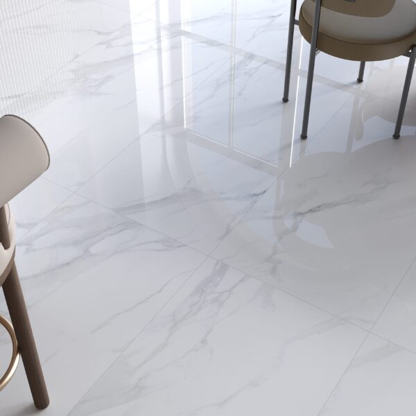 Carrara White Gloss Tiles 600x1200mm Polished Porcelain Wall & Floor Tile
