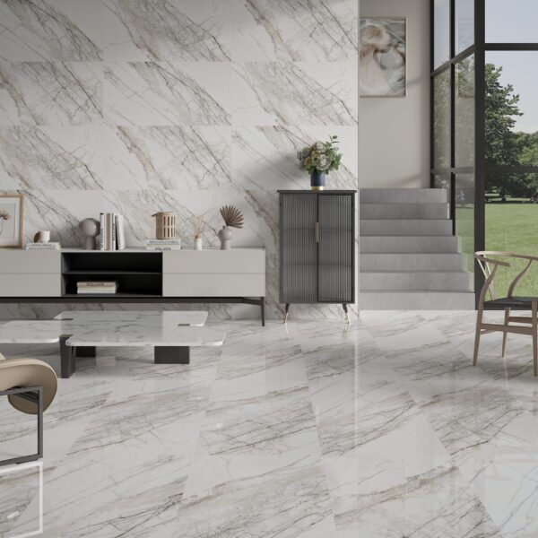 Crystal White 600x1200mm Polished Porcelain Wall & Floor Tile