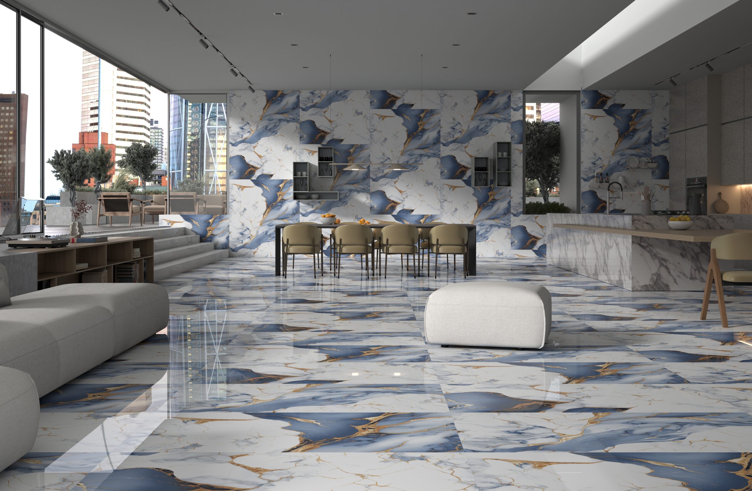 Nicolina Blue 600x1200mm Polished Porcelain Wall & Floor Tile