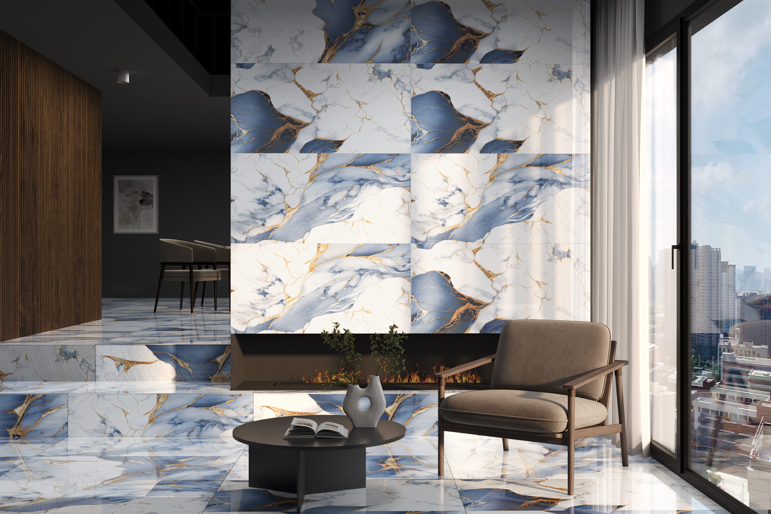 Nicolina Blue 600x1200mm Polished Porcelain Wall & Floor Tile - Image 3