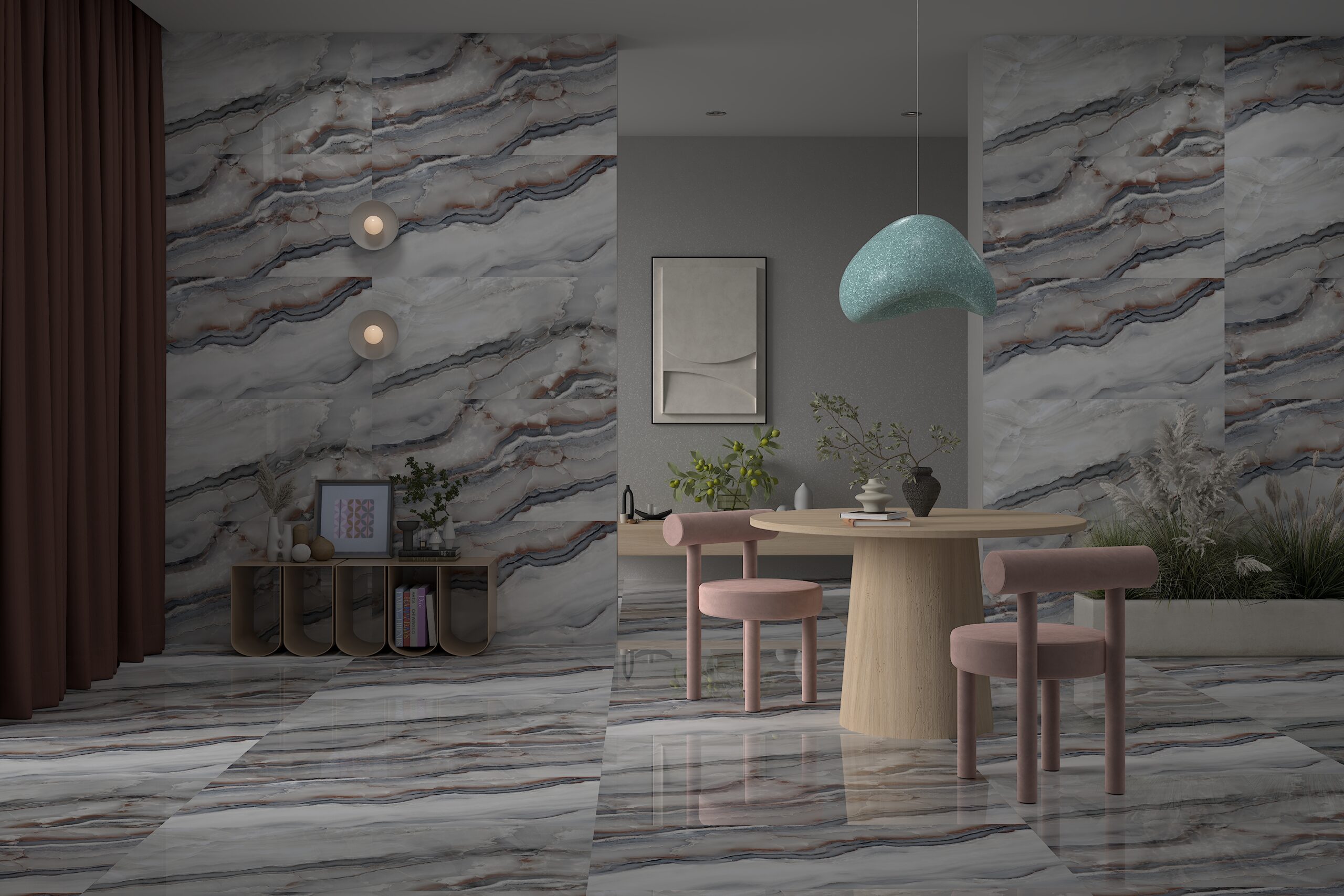 Onyx Avion Grey 600x1200mm High Gloss Polished Porcelain Wall & Floor Tile